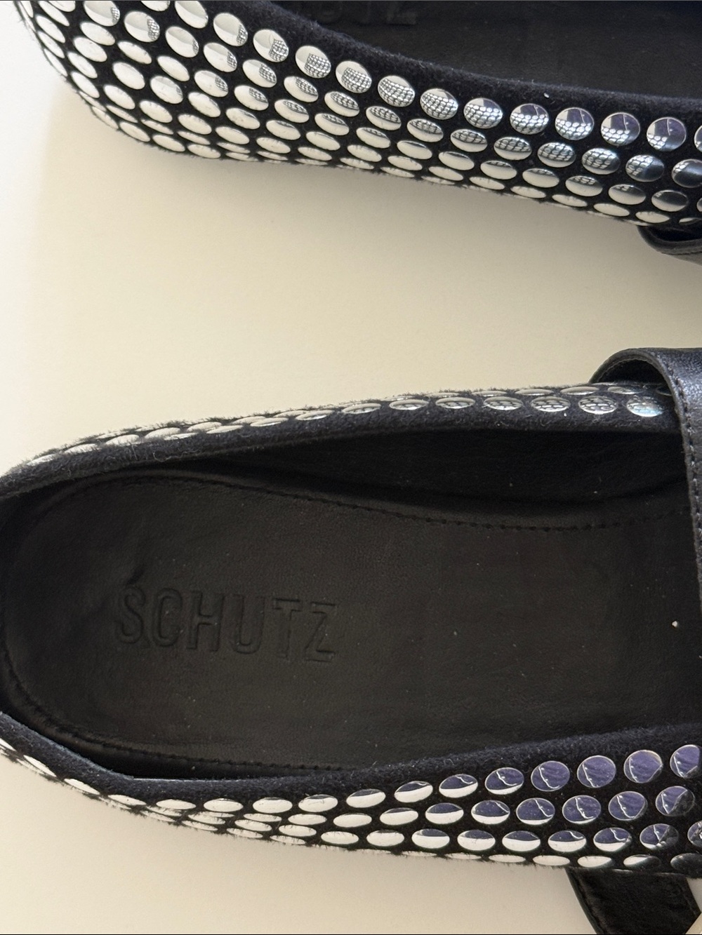 SCHUTZ Black Slip-On Studded Flats